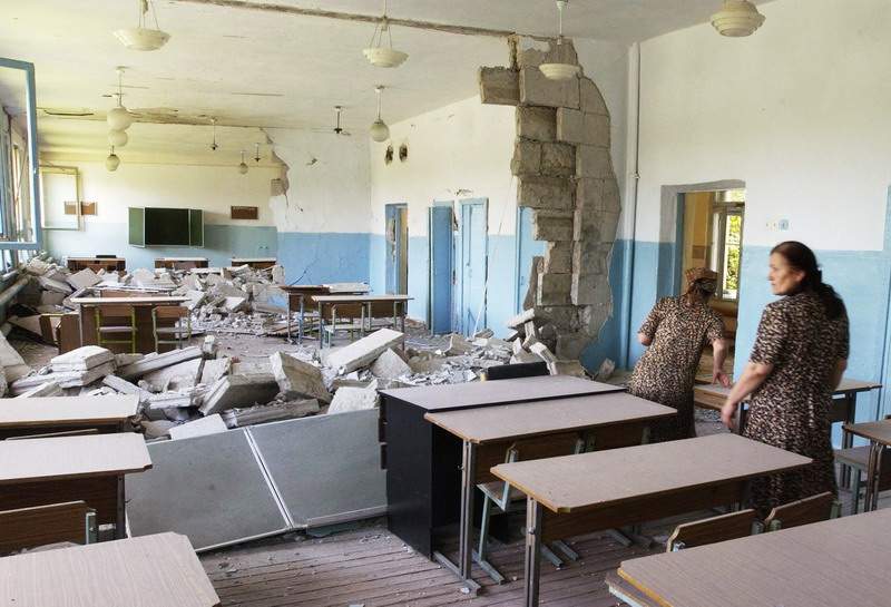 Destruction in boarding school. Beslan