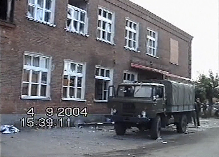 Truck of terrorists at the entrance to school number 1. Beslan