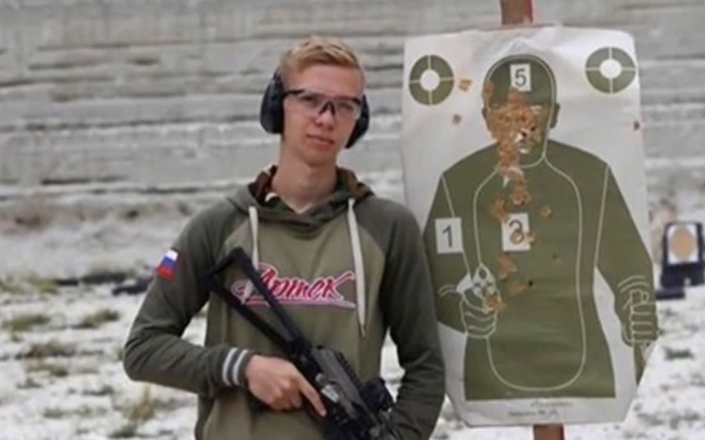 Kerch shooter Vladislav Roslyakov during training in weapons training