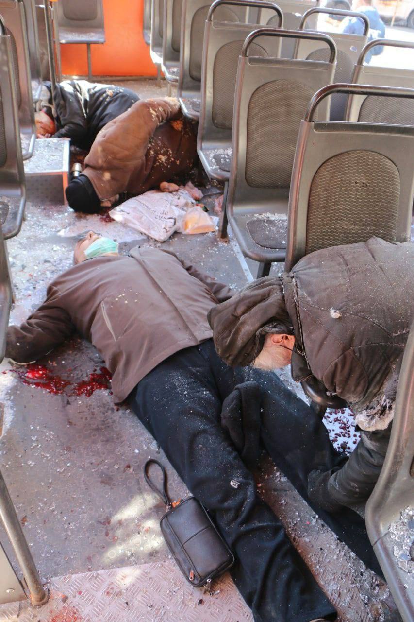Donetsk. Dead bodies on the bus