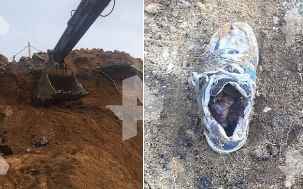 The excavator driver during the work discovered a skeleton human foot and called the police