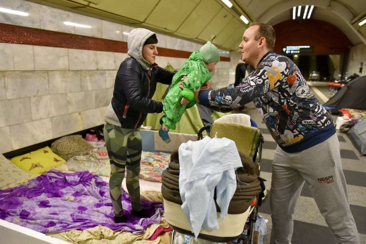 Kyiv. People live in the subway