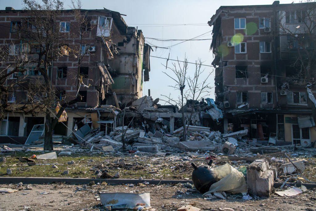 Ukraine. Mariupol. destroyed houses
