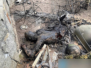Обгорелый труп российского солдата
