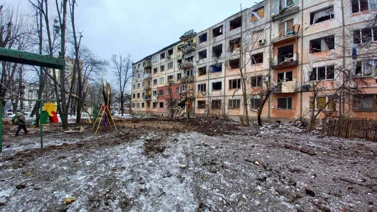 Consequences of the night shelling. Kharkov. Ukraine