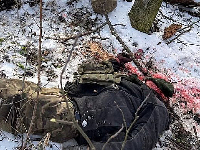 Мертвый солдат на снегу